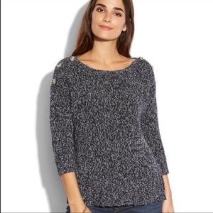 Lucky Brand Isabella Dark Blue Marled Knit Sweater